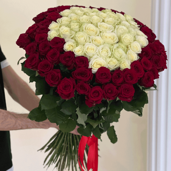 101 роза красная и в середине белая в Джанкое