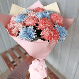 15 одноголовых хризантем микс